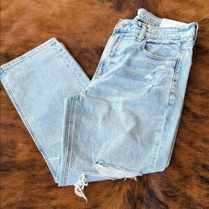 American Eagle Super High Rise Ankle Straight Distressed Jeans